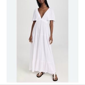 Vici White Flutter Sleeve Maxi Sundress XL
